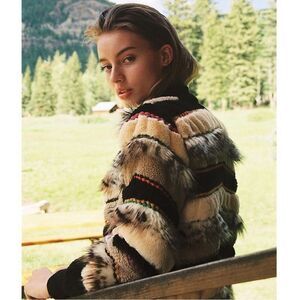 Anthropologie Conditions Apply Sherpa Style Bomber Coat Size Large